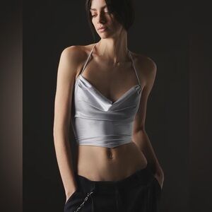Urban Outfitters Small backless crop top silver metallic! Y2K club party chic!